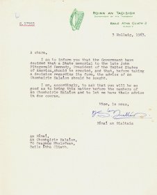 Letter from the Secretary of the Department of the Taoiseach to the Secretary of the Arts Council.